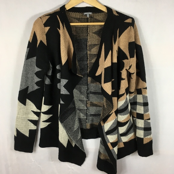 Charlotte Russe Sweaters - Cardigan sweater open front triangles knit multi L